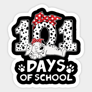 100 Days Of School Dalmatian Dog Women Girl 100 Days Smarter Sticker